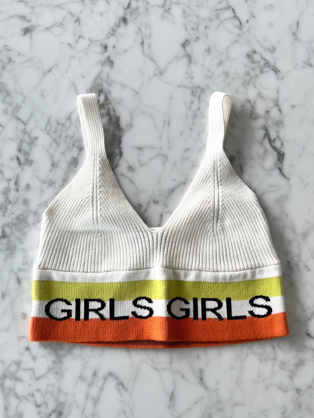 BNWT Topshop White Ribbed Knit Crop Tank
